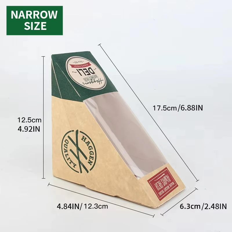 Wedge-Shaped Sandwich Boxes with Window, Eco-Friendly Kraft Paper Takeaway Containers for Bakery, Restaurant, Café, Bistro, Stackable, Leak-Proof, Oil-Resistant, Factory Direct Supply - 图片 6