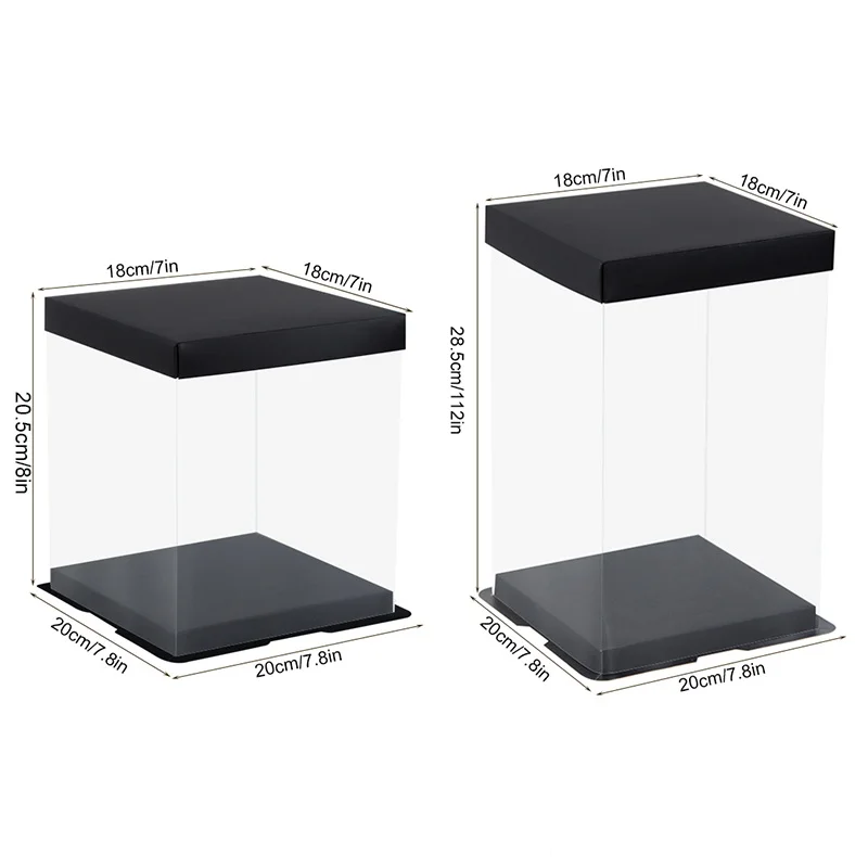 20/28cm Clear PVC Gift Boxes with Lid, Transparent Packaging Box for Rose Flower Bear, DIY Cake Display Case, Wedding Birthday Party Decoration, Dessert Present Wrapping Box for Holiday Celebration - 图片 6