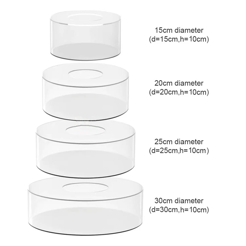 Acrylic Cake Display Board Round Cake Edge Smoother Tray, Clear DIY Refillable Cake Base Stand for Wedding, Birthday, Party, and Dessert Decoration Tools 15