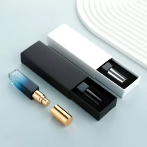 10PCS 10ml Blue Gradient Square Glass Spray Bottles with Box, Refillable Mini Atomizer for Travel, Cosmetic, Essential Oil, Liquid Storage Container, Portable Sample Bottles