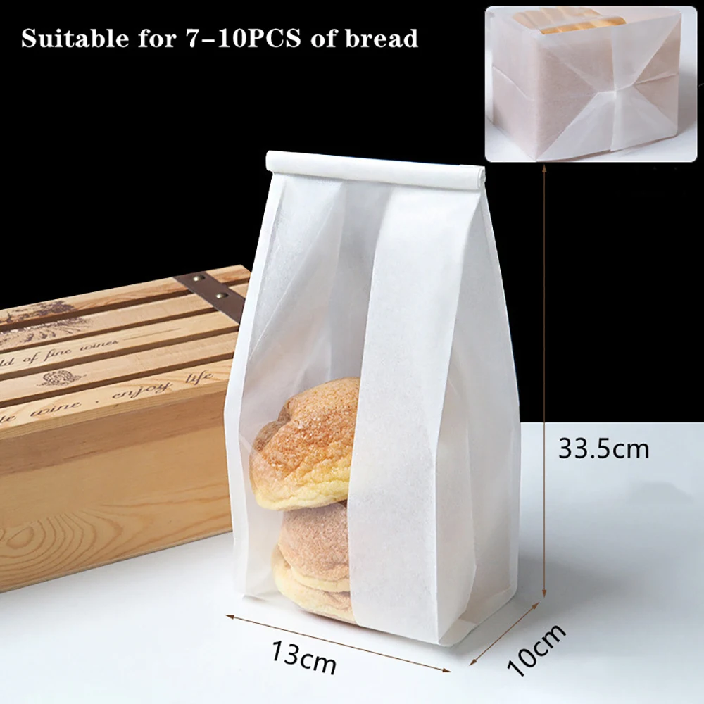 50PCS Bakery Takeaway Toast Bags with Clear Window, Kraft Paper Gusset Tin Tie Bread Hamburger Oil-Proof Packing Bags for Home Baking, Café, Party, and Gift Packaging - 图片 9