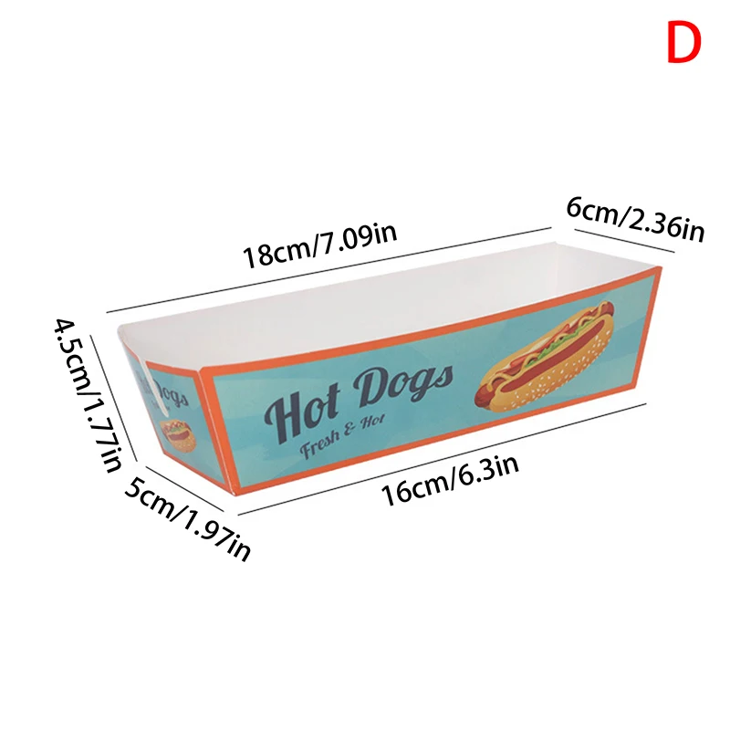 100PCS Disposable Hot Dog Boxes Paper Food Trays | Foldable Takeout Catering Containers for Sandwich, French Fries, Snacks | Eco-Friendly Party Serving Tableware for BBQ, Events, Festivals - 图片 7