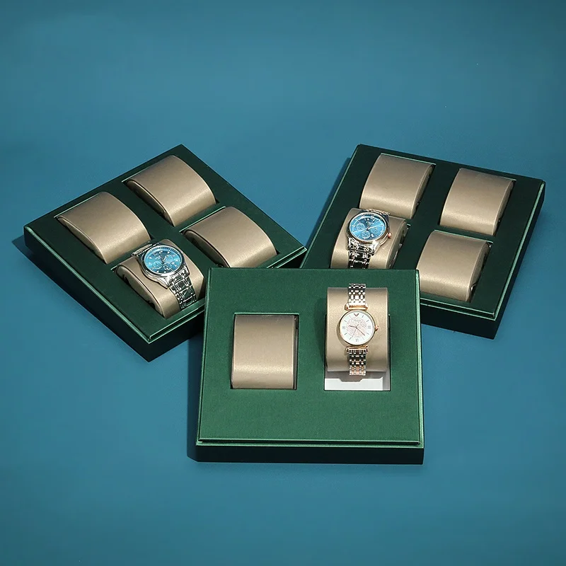 Stackable 2/4/6 Grid Watch Display Stand with Adjustable Cushions for Watches, Bracelets & Bangles – Professional Jewelry Organizer for Store Showcase, Countertop or Home Collection Display - 图片 2