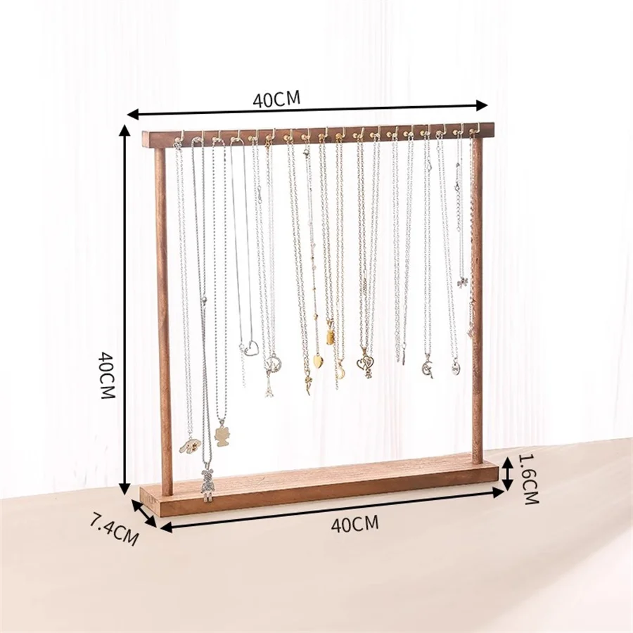 Wooden Jewelry Organizer Display Stand for Necklace, Earrings, and Bracelets – Countertop Chain Hanging Rack Jewelry Storage Display Prop with Velvet Finish for Boutique, Shop, Home Showcase 8