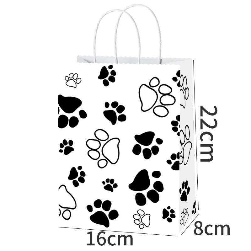 5 or 100pcs Dog Gift Bags 6.3×3.1×8.6inch Puppy Paw Print Kraft Paper Bags Multi-Color White Blue Yellow Green Red for Pet Party Birthday Favor Supplies - 图片 9