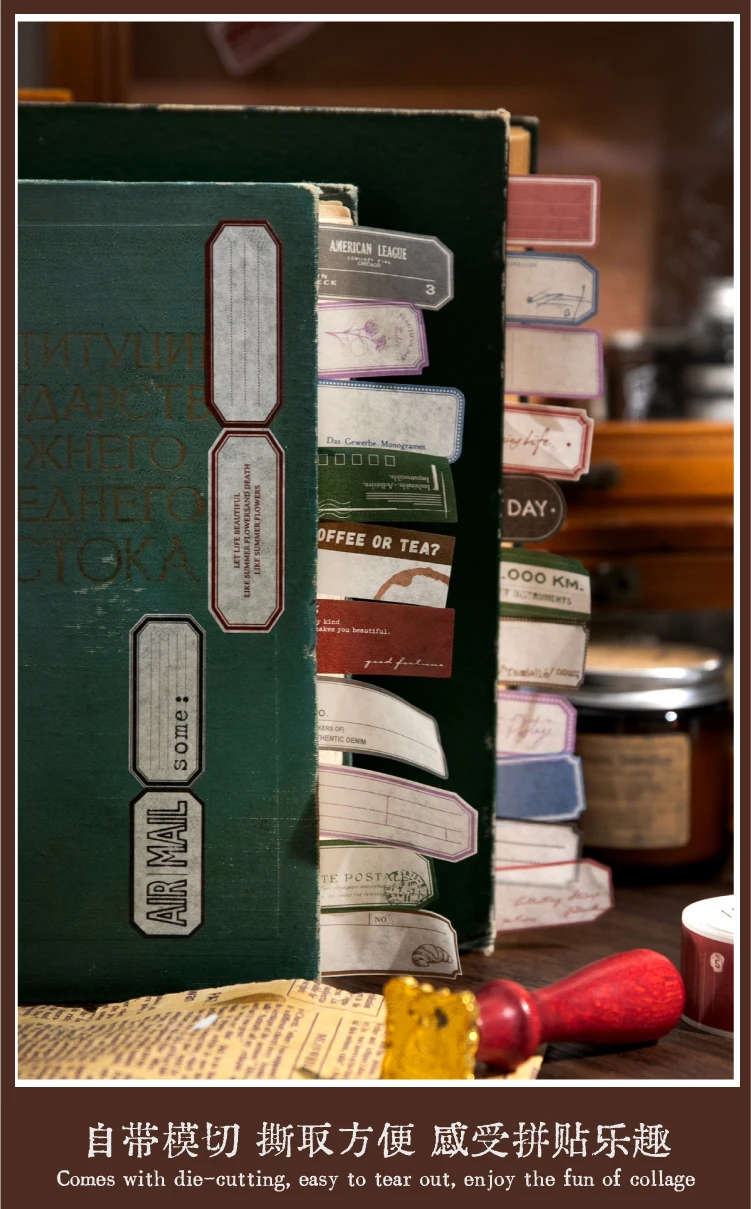 25mm x 2m Retro Simple Label Washi Sticker Tape Roll, Aesthetic Decorative Masking Tape for Collage, Planner, Scrapbook, Junk Journal, DIY Stationery, and Craft Packaging 2