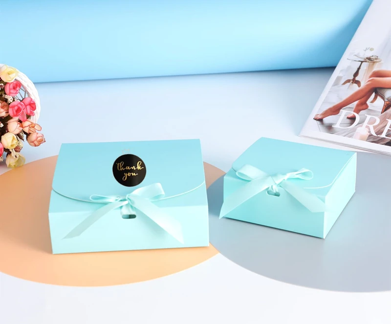 5pcs/10pcs Black Gift Boxes Small Packaging Box with Bow and Ribbon, Blank Kraft Paper DIY Custom Sizes and Logo Printing for Weddings, Birthdays, Parties, Jewelry, Confectionery, Fast Shipping 5