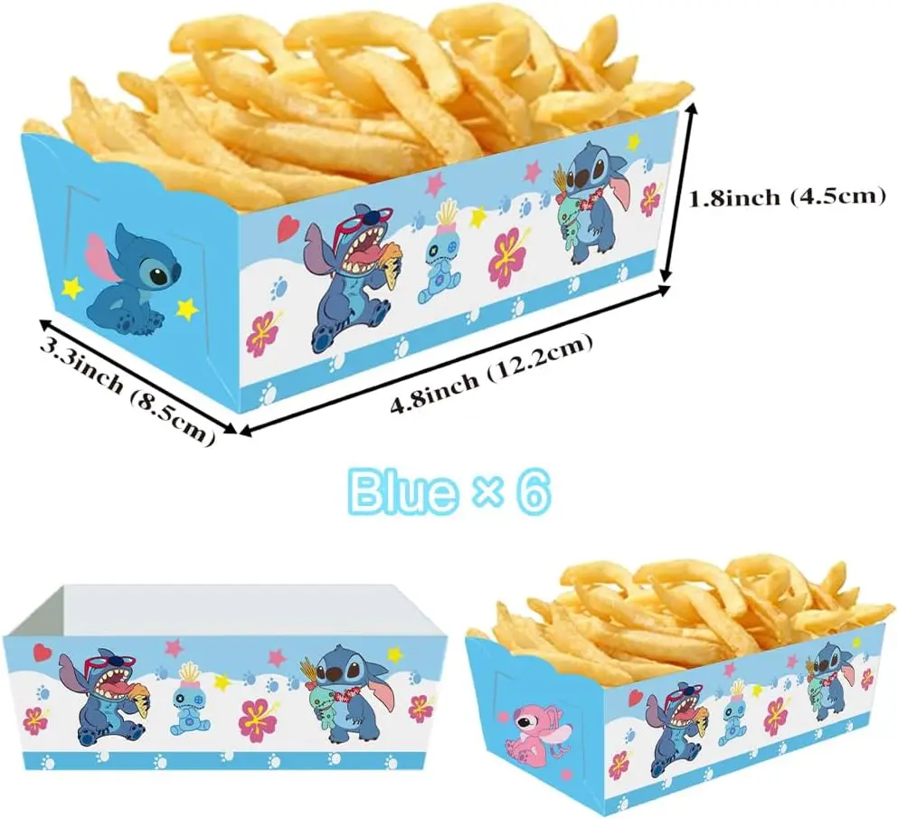 Lilo & Stitch Disposable Paper Food Trays Popcorn Candy Snack Boxes Hot Dog Chip Holders for Kids Birthday Parties, School Events, Weddings, Holiday Celebrations, Classroom or Festival Decorations 2