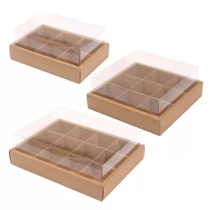 Gold Foil Embossed Multi-Lattice Cupcake Box Hard Dessert Packaging for Cookies, Cakes, Macarons, Snacks, Weddings, Parties, Bakery Takeaway, Custom Logo, Pattern, Size, Material, 2/4/6/9 Divider Options