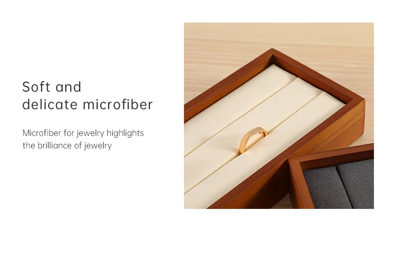 Ring Display Tray Wooden Ring Storage Stand with Microfiber Organizer | Jewelry Display Packaging Tray for Rings | Elegant Wooden Jewelry Holder Organizer for Retail Counter Showcase