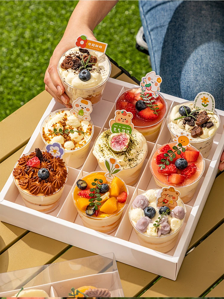Four by Six by Nine Grid Transparent Cake Box Dessert Pastry Container for Afternoon Tea, Picnic, Party, Takeaway, Western-Style Baked Goods, Mousse, Cupcakes, Cookies, Home and Bakery Packaging 7