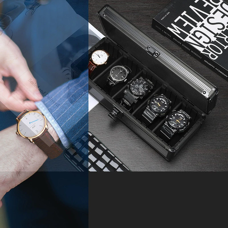 Aluminum Watch Display Case with 1/3/5 Slots, Portable Suitcase Organizer for Men & Women, Multifunctional Clock Storage Box, Watch Stand Holder, Jewelry Storage and Travel Case with Secure Compartments 12