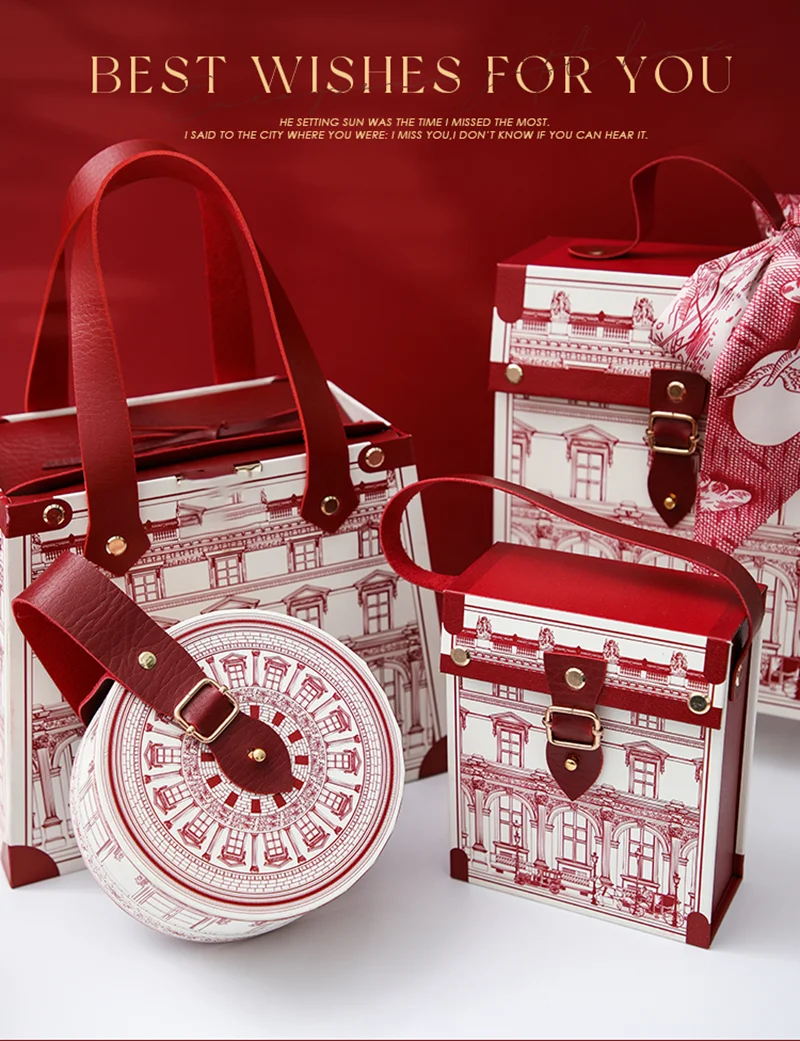 100% Premium Wedding Candy Gift Box with Handle – Round & Square Paper Boxes for Wedding Favors, Birthday Party Gifts, New Year Celebration, Portable Decorative Box for Chocolates, Sweets, and Party Treats