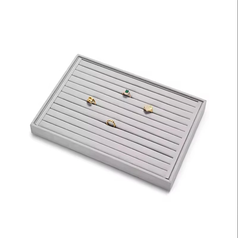 Suede Ring Tray Velvet Jewelry Display Organizer | Multi-Compartment Jewelry Packaging Tray for Counter Viewing Storage | Custom Logo Luxury Packaging Box