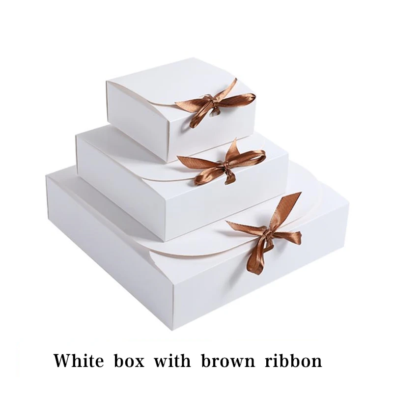 5pcs/10pcs Black Gift Boxes Small Packaging Box with Bow and Ribbon, Blank Kraft Paper DIY Custom Sizes and Logo Printing for Weddings, Birthdays, Parties, Jewelry, Confectionery, Fast Shipping - 图片 5