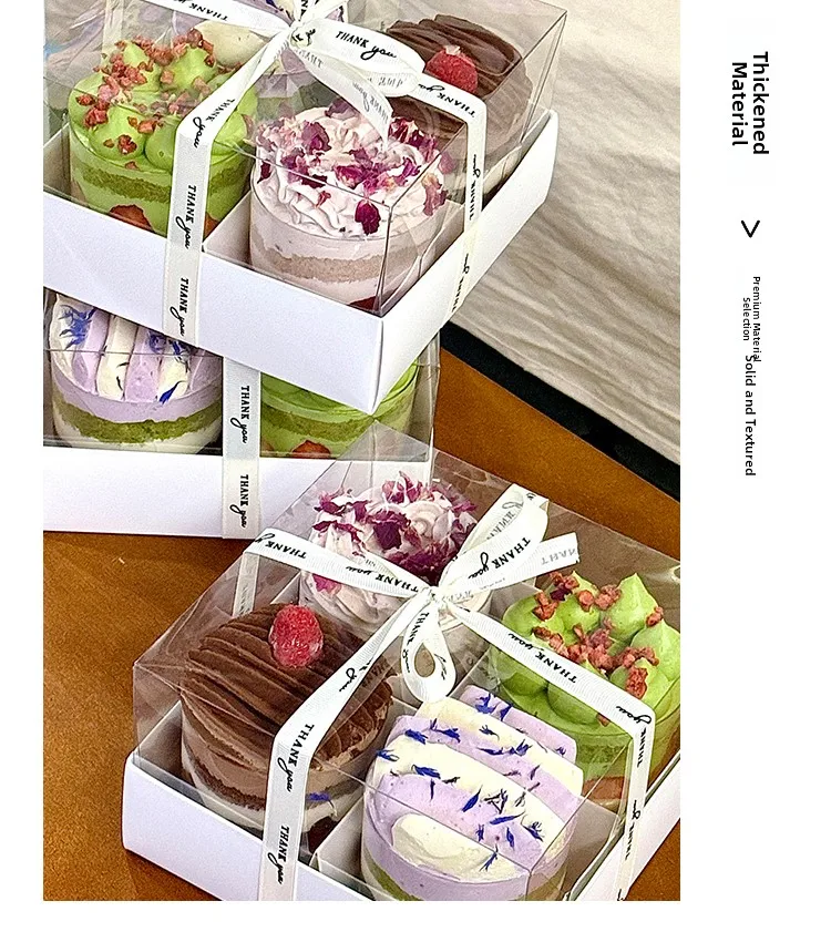 Four by Six by Nine Grid Transparent Cake Box Dessert Pastry Container for Afternoon Tea, Picnic, Party, Takeaway, Western-Style Baked Goods, Mousse, Cupcakes, Cookies, Home and Bakery Packaging 1
