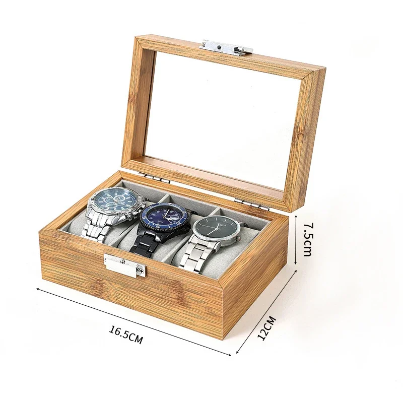 Handcrafted Bamboo Watch Organizer Display Box, 3/6/10/12 Slots Timepiece Storage Case for Men & Women, Elegant Festive Gift Presentation, Eco-Friendly Bamboo Material, Protective Clock Grid Compartments, Luxury Wooden Display Case for Watches and Bracelets 6