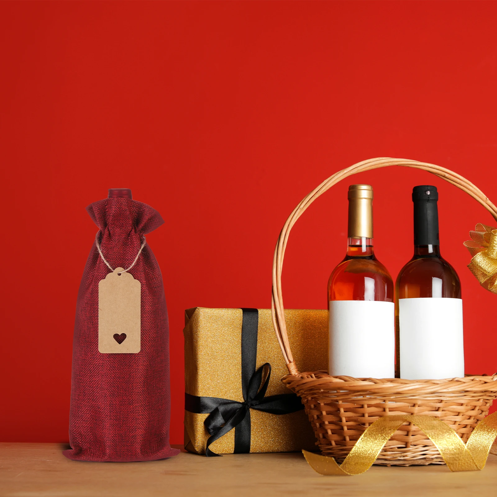 12pcs Burlap Wine Bags with Drawstrings, Reusable Gift Bag Pouches with Tags, Durable Wine Bottle Packaging for Weddings, Christmas, Parties, Home Storage, and Holiday Gift Wrapping 7
