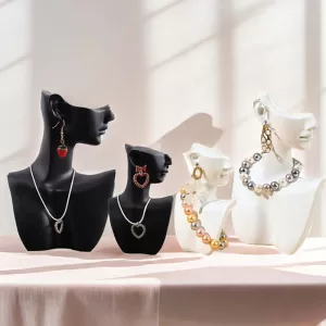 Resin Side Face Mannequin Jewelry Display Head Stand – Elegant Bust Holder for Necklace, Earrings, Bracelets & Accessories, 3D Portrait Jewelry Storage Rack for Countertop Showcase & Store Display