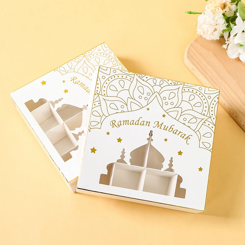 2Pcs Eid Mubarak Cake Boxes with Clear Window, Ramadan Kareem Transparent Candy and Chocolate Packaging Containers, Islamic Muslim Party Supplies for Home Decor, Dessert and Gift Presentation 8