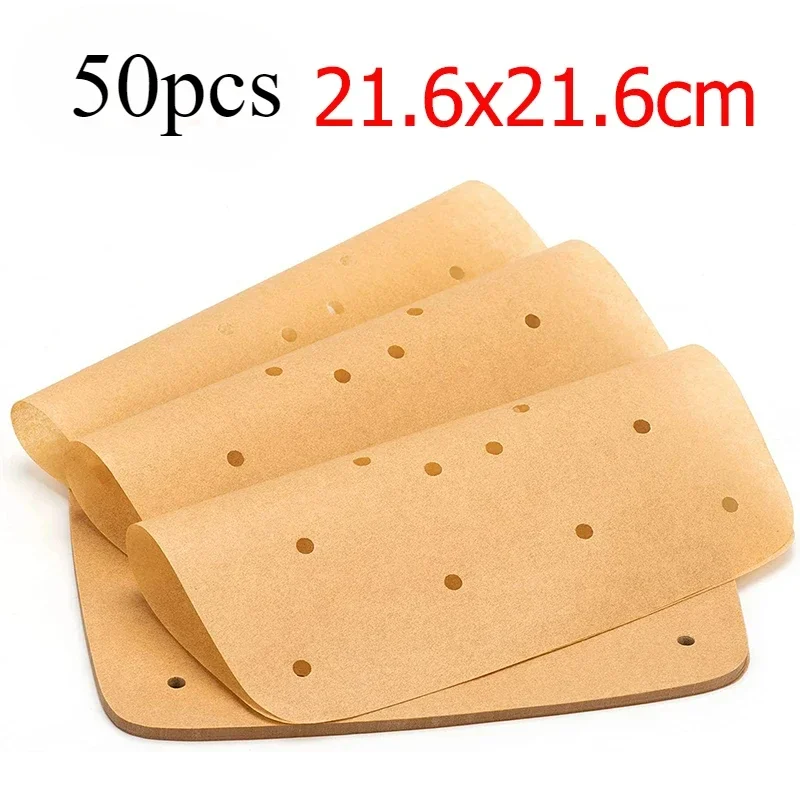 50/100 Pcs Square Air Fryer Parchment Paper Liners – Upgraded Disposable Baking Paper with Perforated Design for Frying, Cooking, Steaming and Oven Use - 图片 12