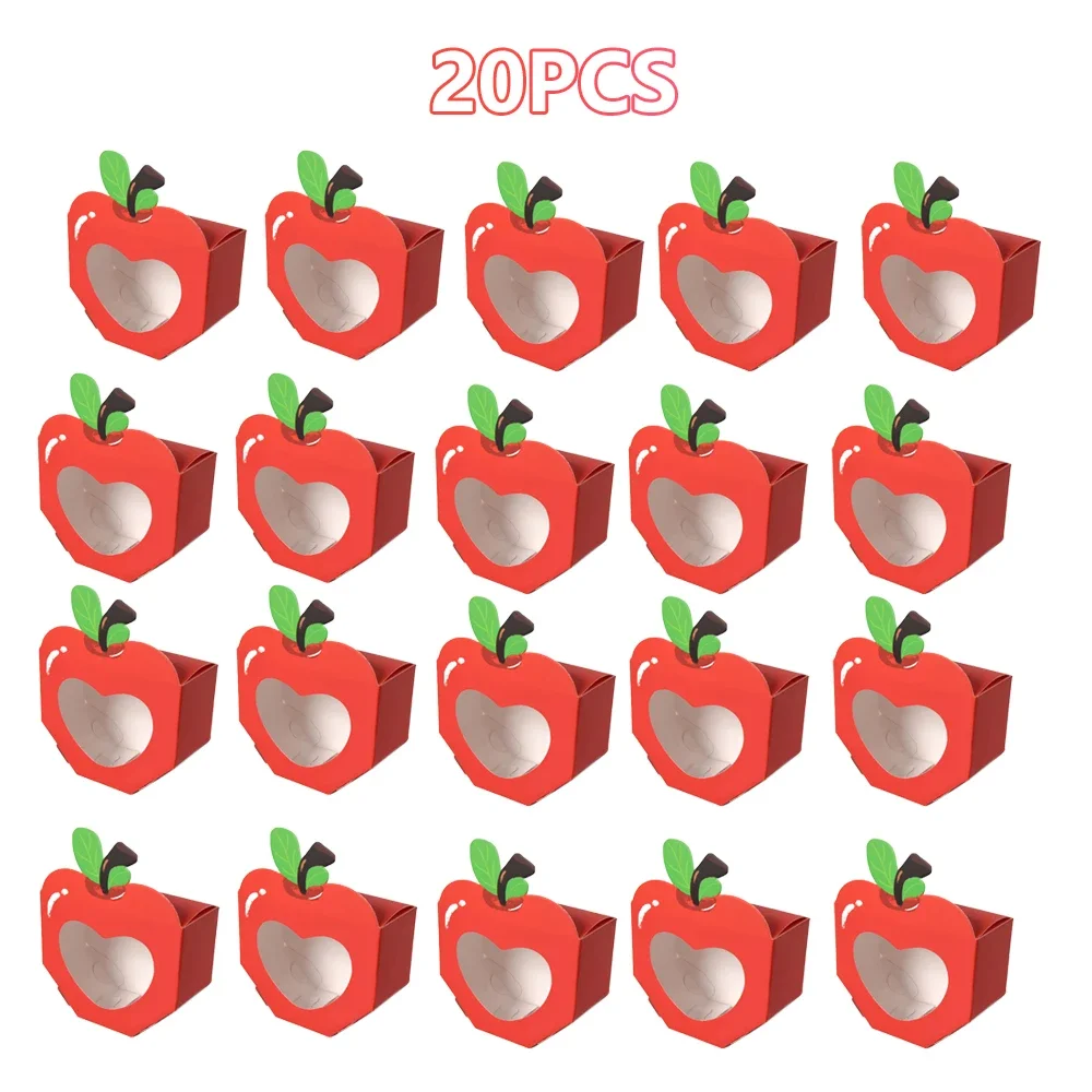 10/20Pcs Red Paper Candy Boxes with Heart & Apple Windows, Mini Gift Packaging for Sweets, Cookies, Chocolates, or Snacks – Perfect Favors for School, Wedding, Birthday, Baby Shower, Party Decoration - 图片 8