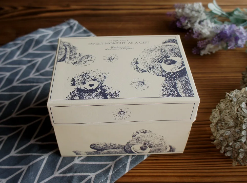 10 Pcs Blue Dog Bear Doll Paper Boxes 15.5×10×12cm for Wedding Birthday Valentine’s Day Chocolate Cookies Candy Macaron Packaging Food Safe Kraft Paper Gift Boxes 4