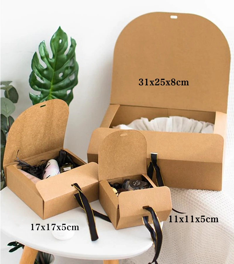 5pcs/10pcs Black Gift Boxes Small Packaging Box with Bow and Ribbon, Blank Kraft Paper DIY Custom Sizes and Logo Printing for Weddings, Birthdays, Parties, Jewelry, Confectionery, Fast Shipping 9
