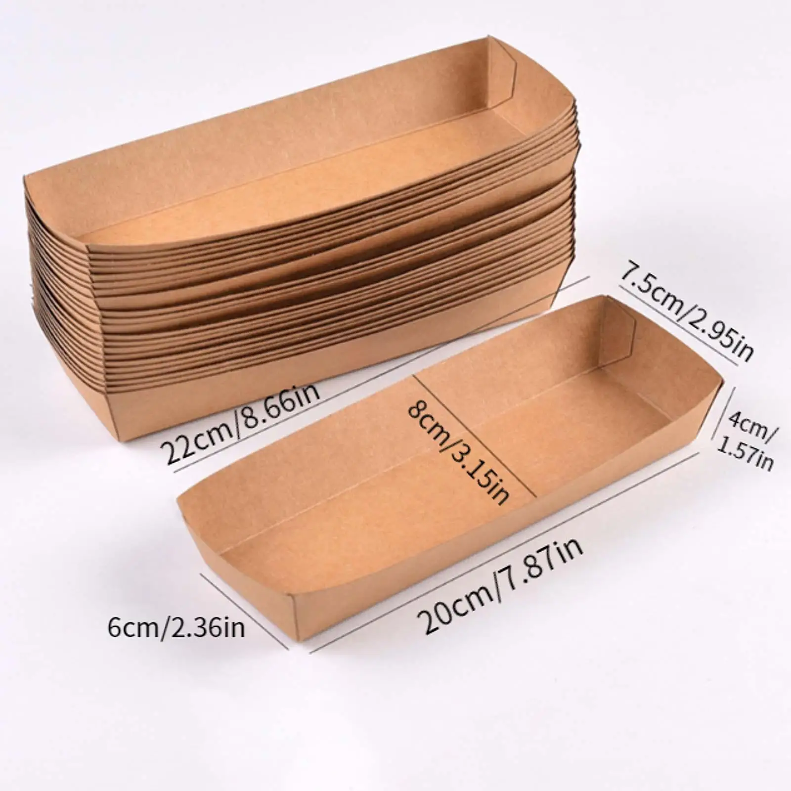 100PCS Disposable Kraft Paper Food Trays Serving Boats for Nachos, French Fries, Hot Dogs, Salads, Snacks and Desserts – Sturdy Take Out Containers for Parties, Picnics, Catering and Fast Food - 图片 6