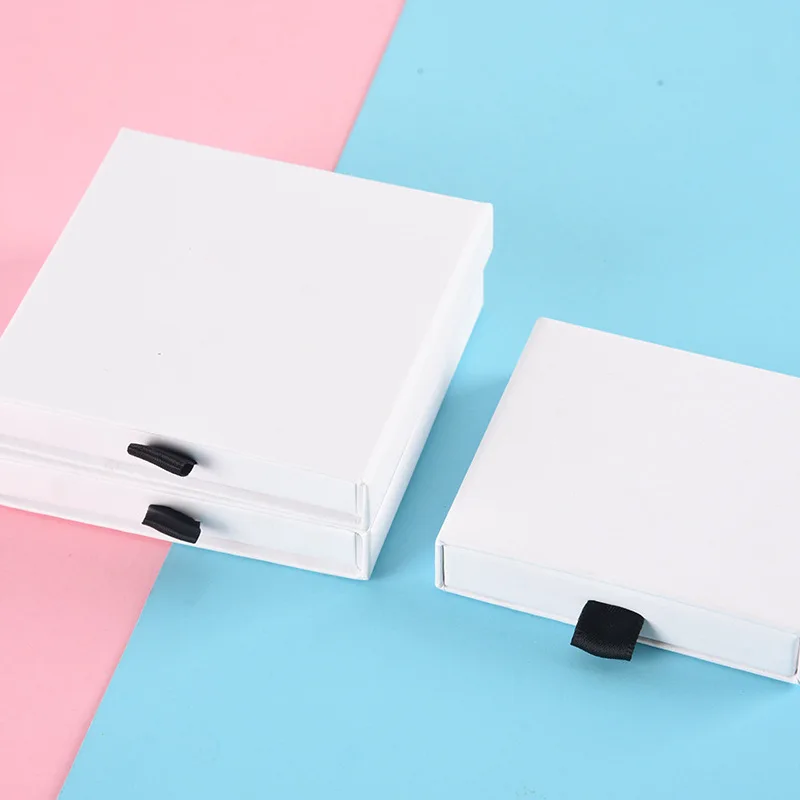 Custom Kraft Paper Drawer Jewelry Boxes with Logo – Small Business Necklace Ring Earring Packaging Gift Boxes | 1000g Paper + Black Sponge Insert | Plain or Personalized Jewelry Box Bulk Wholesale