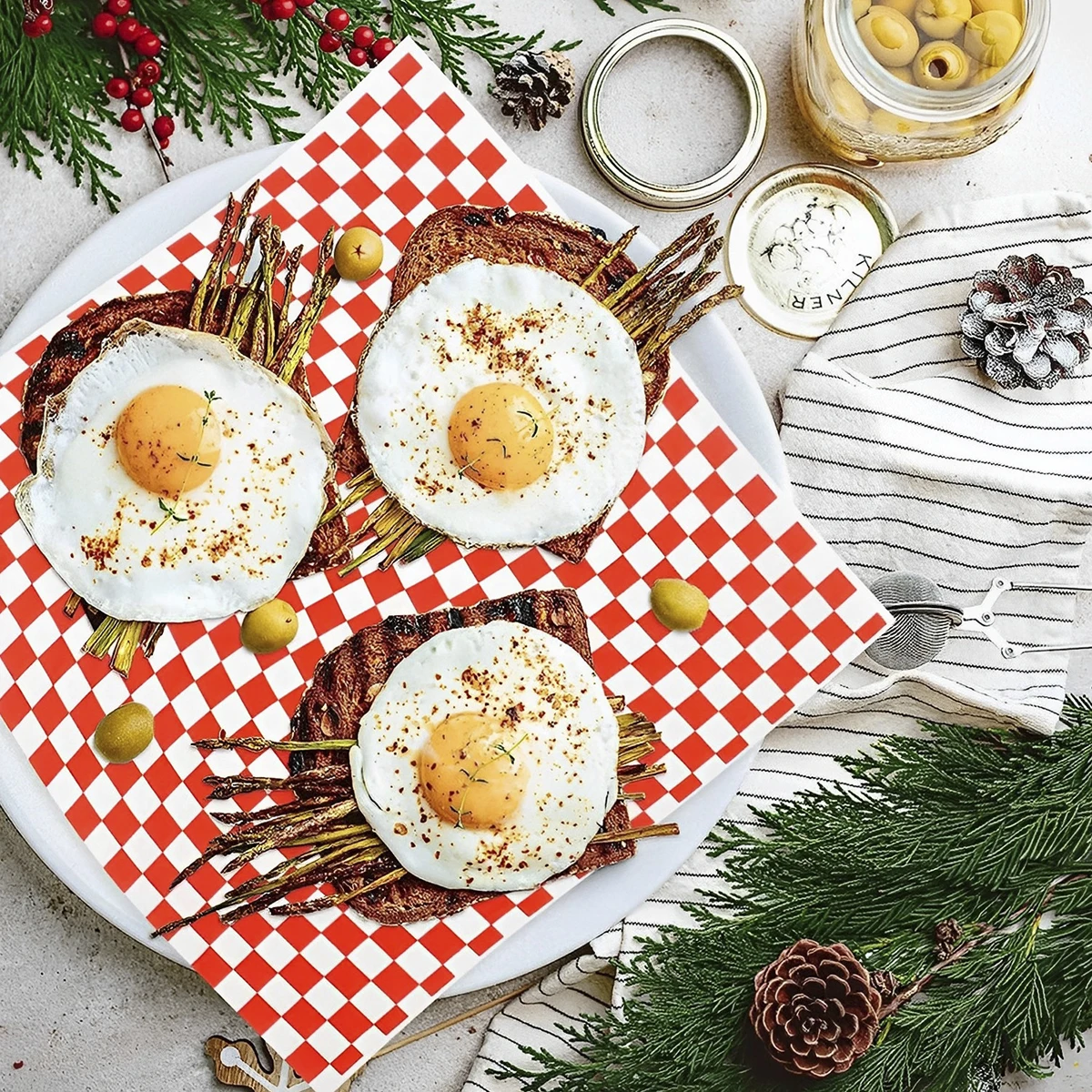 400-Pack Food-Grade Greaseproof Paper Sheets for Sandwiches, Burgers, Fries, & Snacks, Checkered Design, Microwave & Freezer Safe, Bulk Disposable Liners for Catering, Party, Restaurant Use - 图片 3