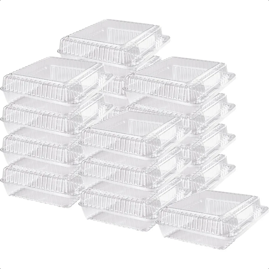 25-Pack Clear Plastic Food Containers Clamshell Takeout Boxes Disposable To-Go Containers for Salads Snacks Sandwiches Meals Catering Food Storage 8 x 7 Inch Transparent Clam Shell Boxes - 图片 3