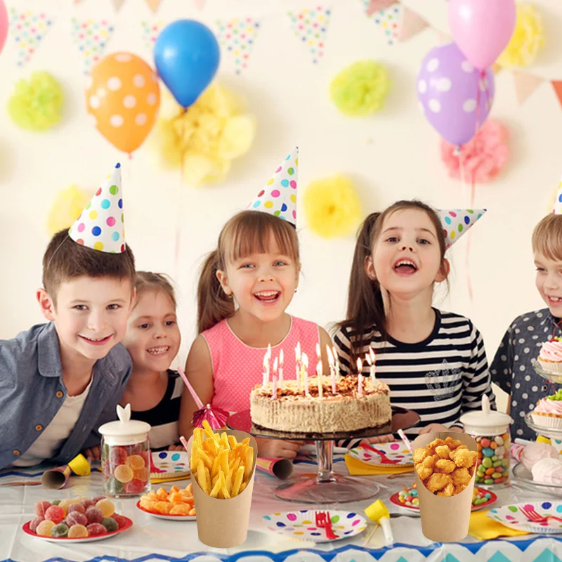 10/20pcs Kraft Paper French Fries Cups, Disposable Candy, Snack, Dessert Holders, Party Containers for Wedding, Birthday, Baby Shower, Event Decorations, Fast Food, Catering Supplies, Eco-Friendly Paper Cups 7