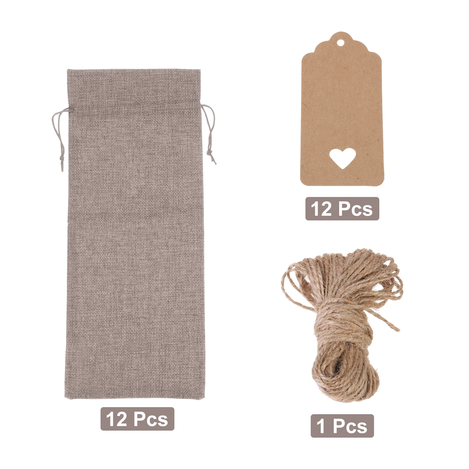 12pcs Burlap Wine Bags with Drawstrings, Reusable Gift Bag Pouches with Tags, Durable Wine Bottle Packaging for Weddings, Christmas, Parties, Home Storage, and Holiday Gift Wrapping - 图片 10