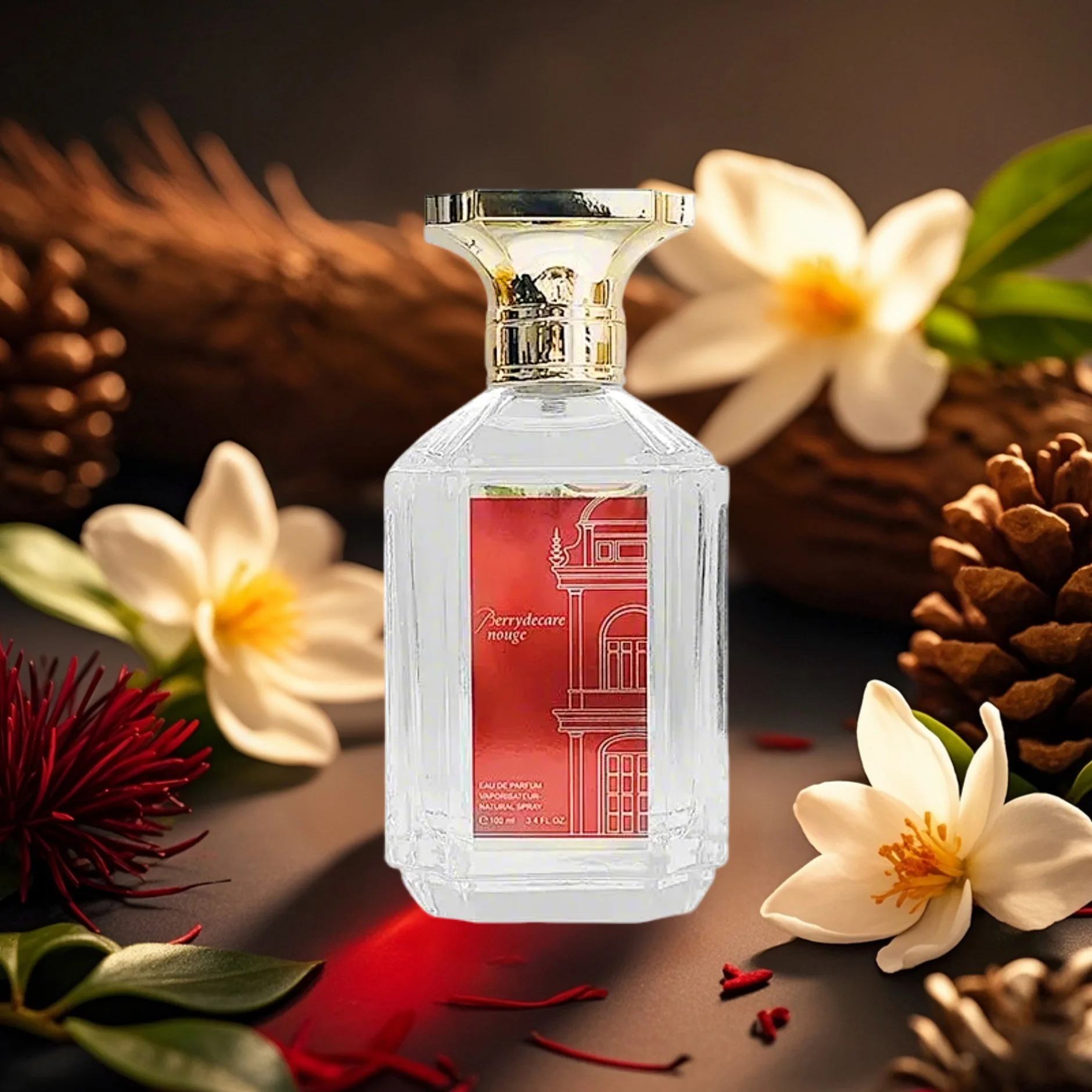 100ml Glass Perfume Bottle with Elegant Gift Box, Refillable Spray Atomizer for Women’s Bacc R.oug 540 Inspired Fragrance, Oriental Woody Saffron Container, Travel Cosmetic Bottle, DIY Fragrance Sub-Bottle 3