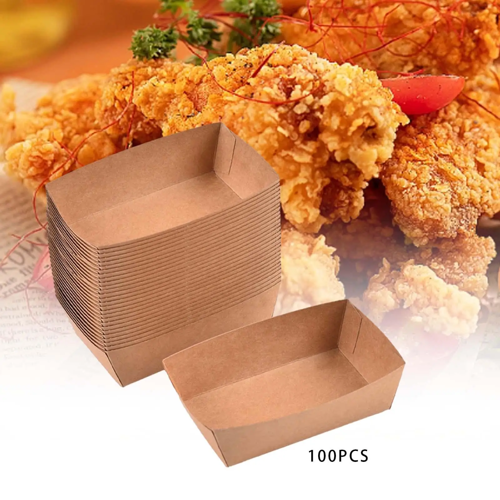 100Pcs Take Out Food Serving Boats Container for Nachos French Fries Hot Dog