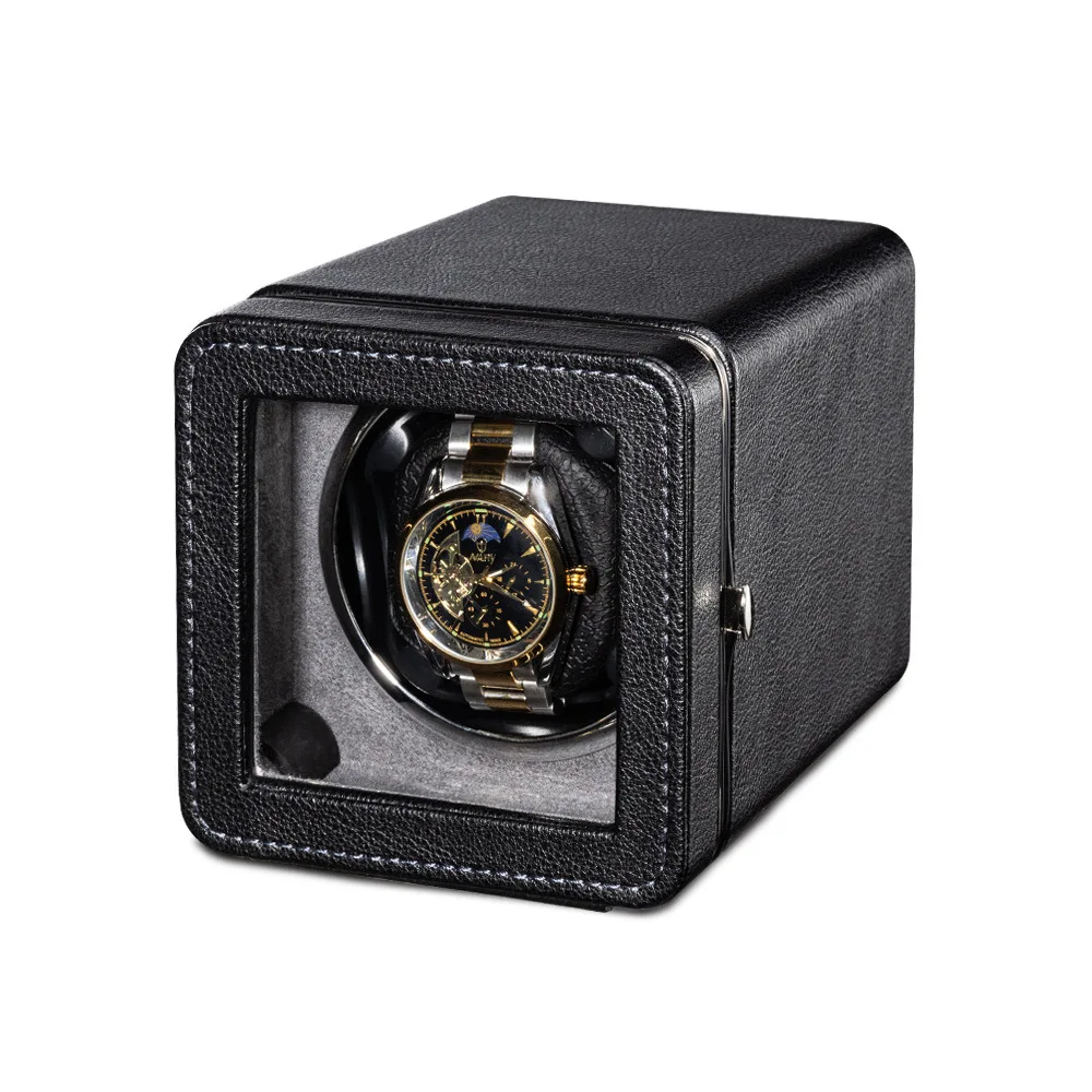 Travel Watch Winder | Luxury Automatic Watch Winder with LED Ambient Light, Silent Self-Rotating Display Box, PU Leather Exterior, 5 Gear Modes, USB-C Power Supply, Stop Function on Lid Opening, Single Slot for Men Women - 图片 6