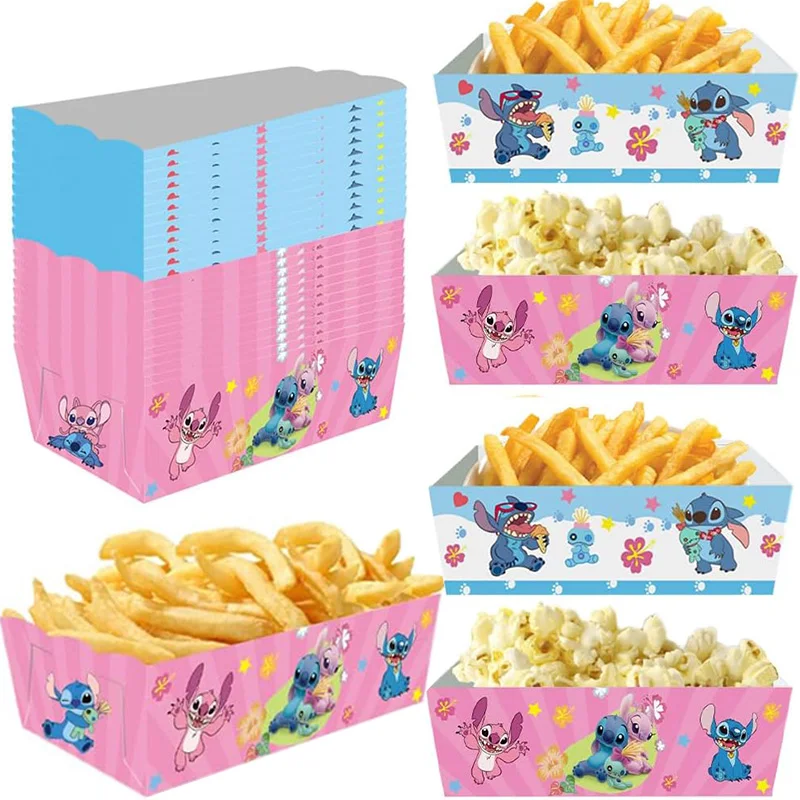 Lilo & Stitch Disposable Paper Food Trays Popcorn Candy Snack Boxes Hot Dog Chip Holders for Kids Birthday Parties, School Events, Weddings, Holiday Celebrations, Classroom or Festival Decorations