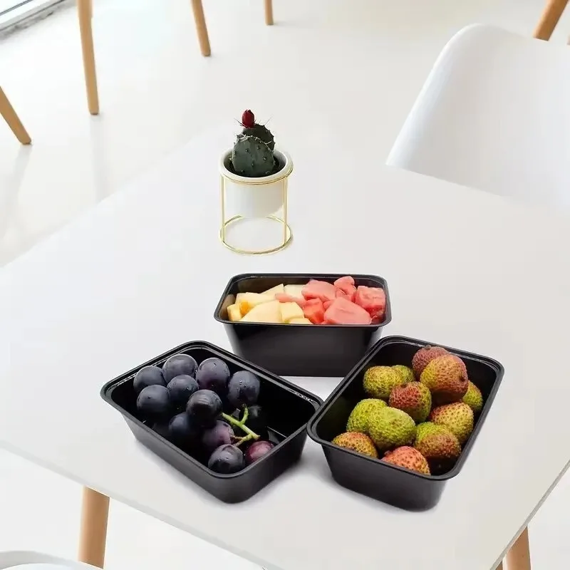10/20PCS Black Food Box Leakproof Meal Prep Container Bento Box Fruit Salad Kitchen Takeout Storage Disposable Food Storage Box for Fridge Party Picnic Cooking Preparation 2
