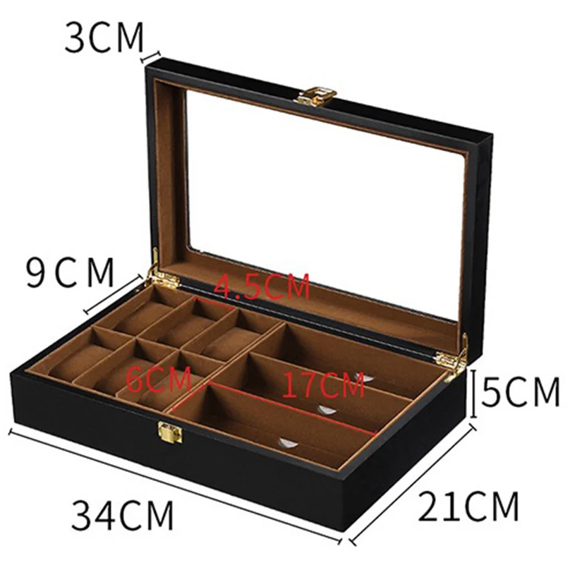 Wooden Watch Storage Box with 1/2/3/5/6/10/12 Slots, Piano-Bake-Paint Finish, Jewelry Organizer for Men & Women, Travel and Home Display Case for Watches, Bracelets, Small Gifts, Elegant MDF Construction - 图片 6