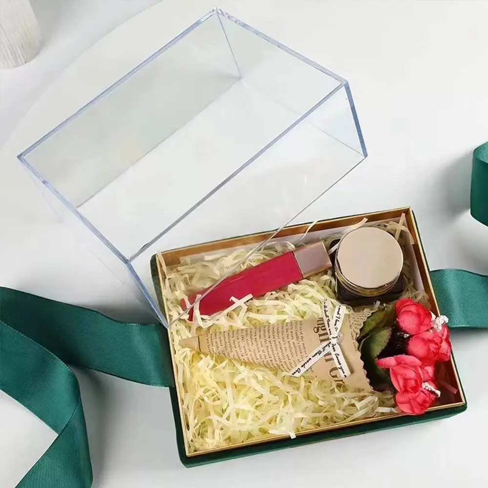 Transparent Wedding Hand Gift Box, Luxury Acrylic Bow Present Container for Valentine's Day, Anniversary, or Special Occasion Gifts, Elegant Light and Stylish Packaging for Weddings and Parties - 图片 4
