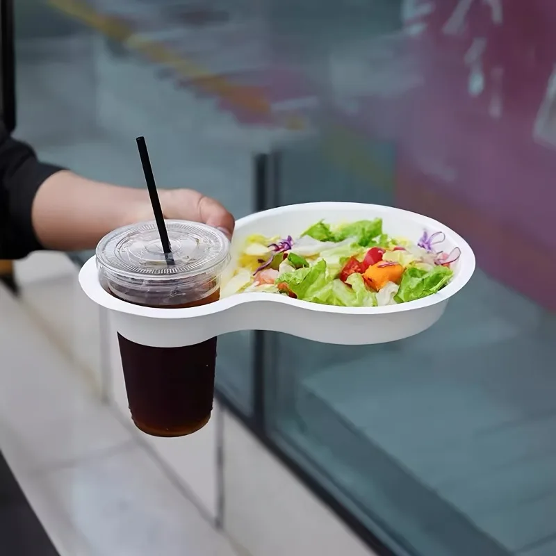 50/60pcs Disposable Hot Dog Food Trays with Dual Compartments and Beverage Cup Holder, Eco-Friendly Paper Plates for Snacks, Meals, Picnics, Parties, and Catering 5