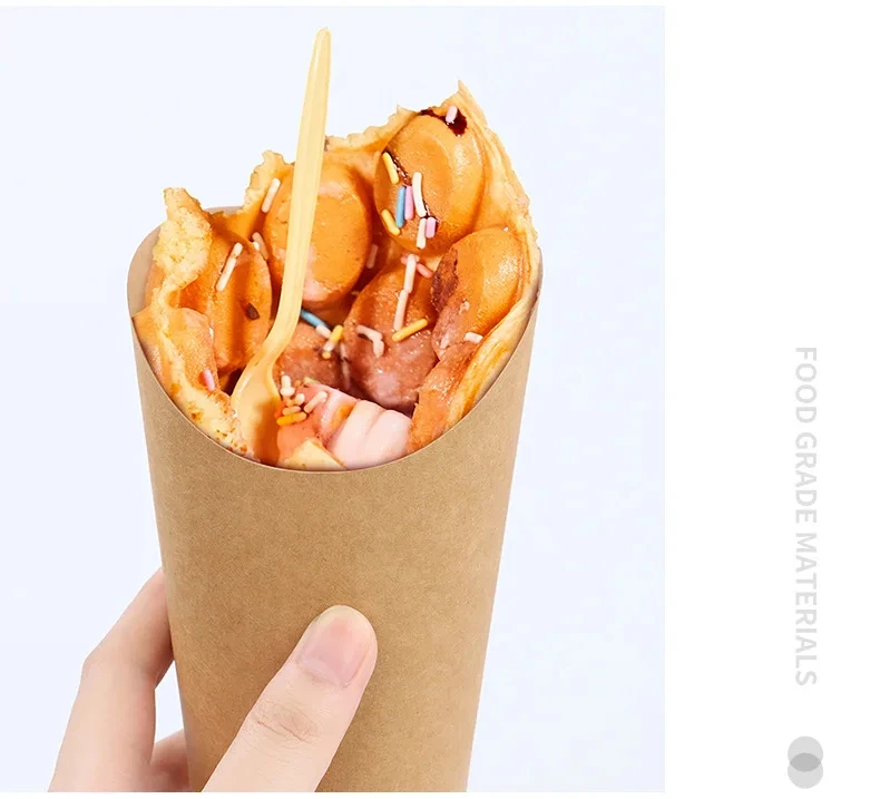 Disposable Greaseproof French Fries Cups, Hamburger & Sandwich Paper Containers, Kitchen Snack Cups, Cowhide Skewer Holders, Ice Cream Paper Cups, Fast Food Takeout Packaging, Party Catering Supplies 11