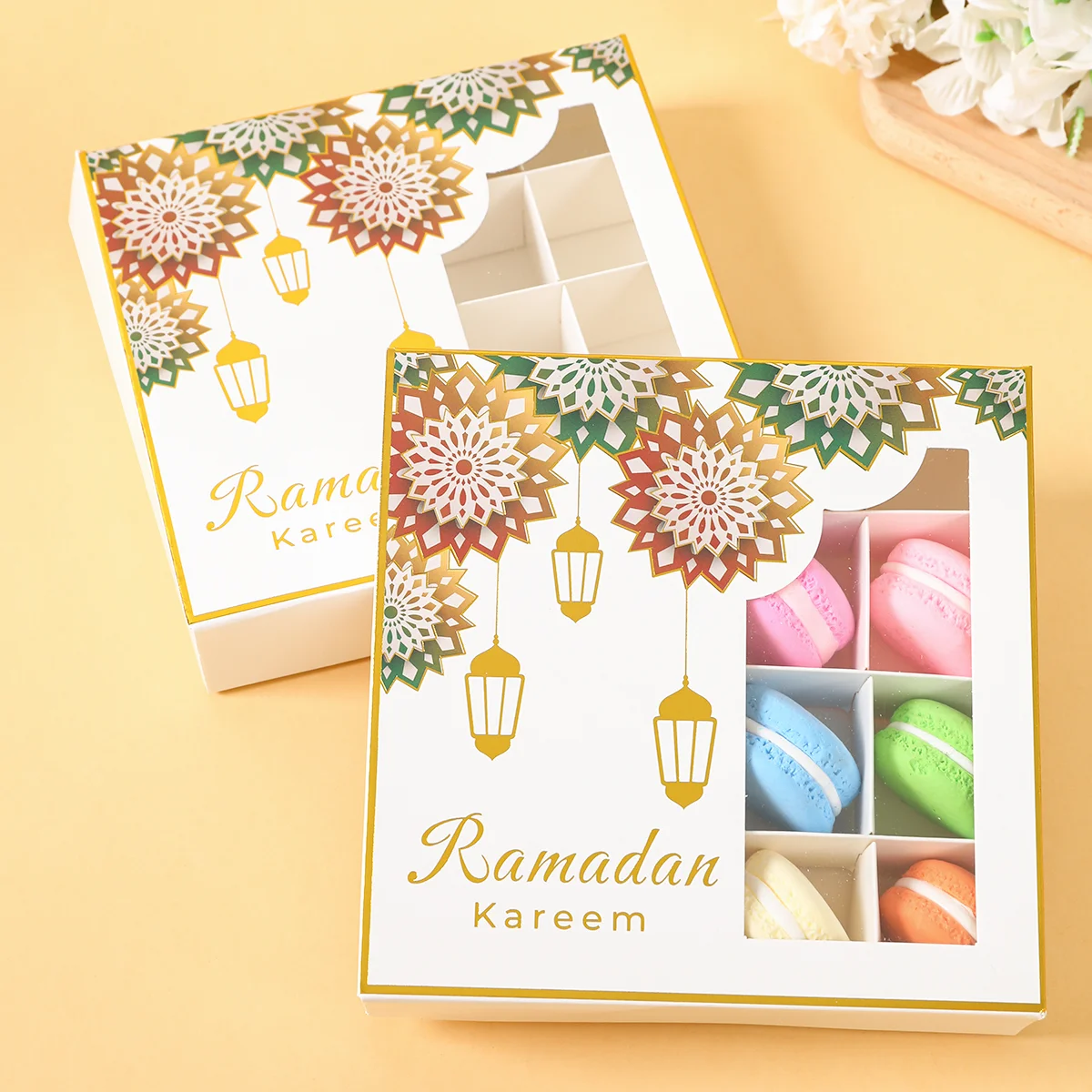 2Pcs Eid Mubarak Cake Boxes with Clear Window, Ramadan Kareem Transparent Candy and Chocolate Packaging Containers, Islamic Muslim Party Supplies for Home Decor, Dessert and Gift Presentation - 图片 2