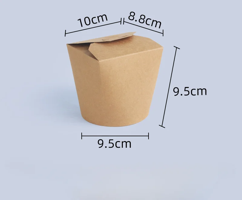 500pcs Disposable Kraft Paper Noodle Takeaway Boxes with Round Bottom, Eco-Friendly Fast Food Packaging for Pasta Salad Rice Snacks Takeout Restaurant Party Use - 图片 6
