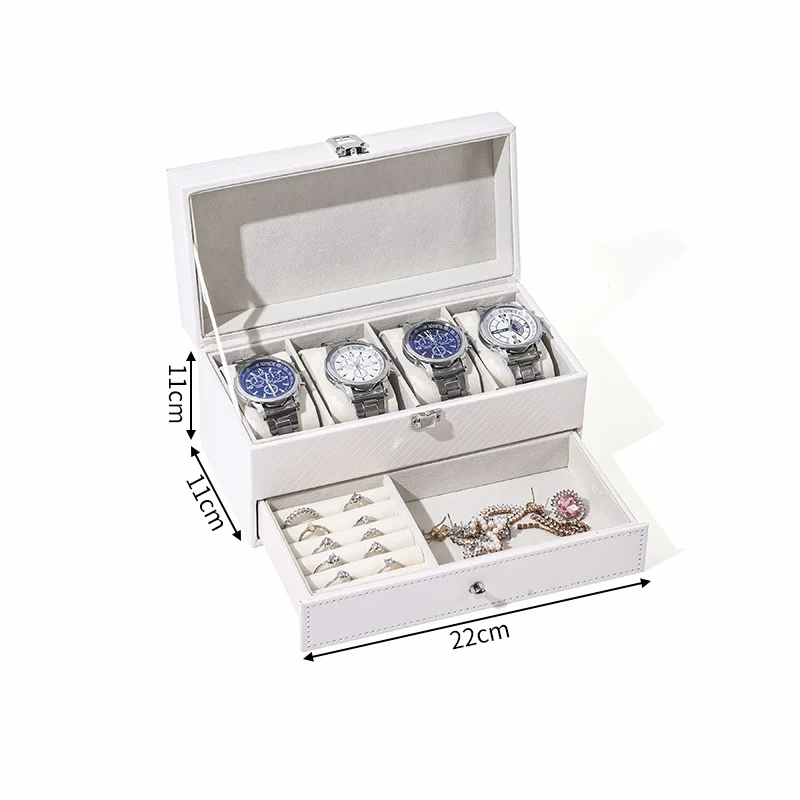 12-Slot PU Leather Lockable Watch Storage Box with Two-Tier Organizer, Secure Jewelry Display Drawer Case for Men and Women Featuring Soft Interior, Elegant Travel and Home Storage Solution for Luxury Accessories - 图片 8