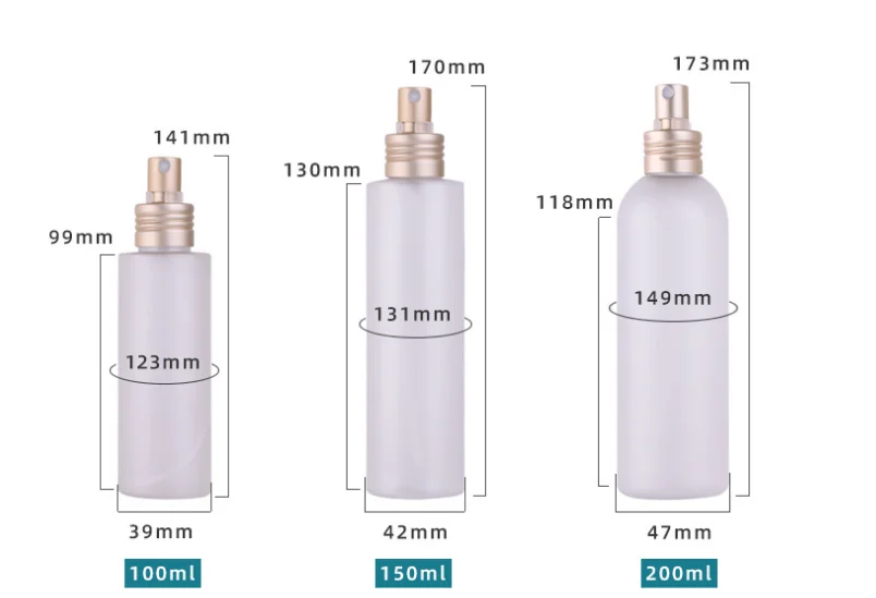 100/150/200ml Refillable PET Spray Bottles – Frosted Plastic Atomizer Containers with Fine Mist Pump, Travel-Friendly Perfume, Cosmetic, and Disinfection Spray Bottles for Home, Salon, or DIY Use