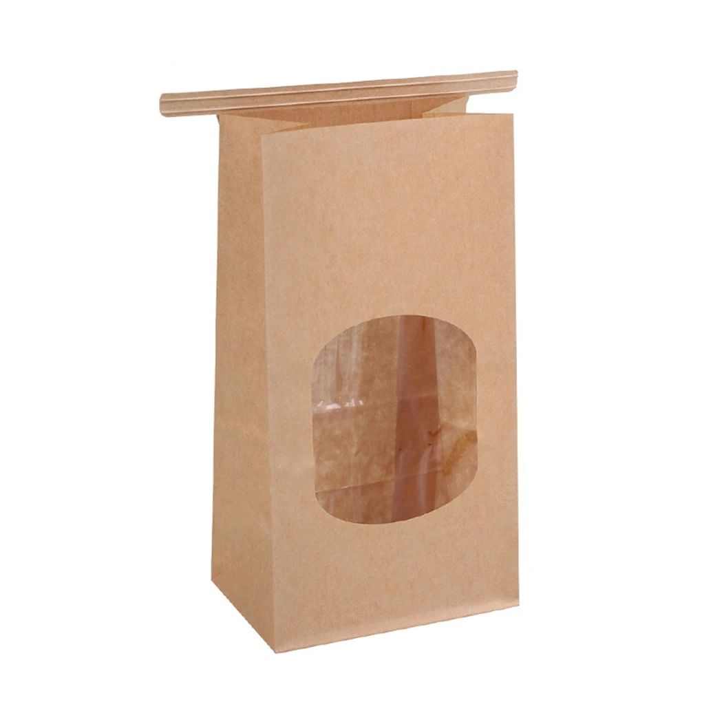 50 Pack Kraft Paper Bakery Bags with Transparent Window – Non-Sticky, Sealing Pouches for Cookies, Candy, Coffee Beans, Party Favors, and Homemade Treats, Multiple Sizes