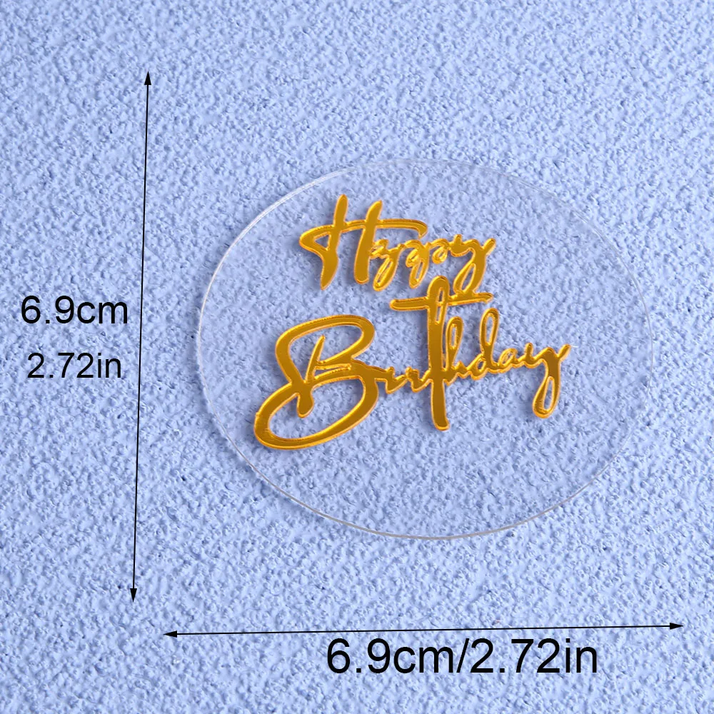 New Design Rectangle Side Acrylic Gold Happy Birthday Cake Topper Elegant Laser-cut Decorative Packaging for Baking Party Supplies Wedding Birthday Cake Decoration Accessories - 图片 5