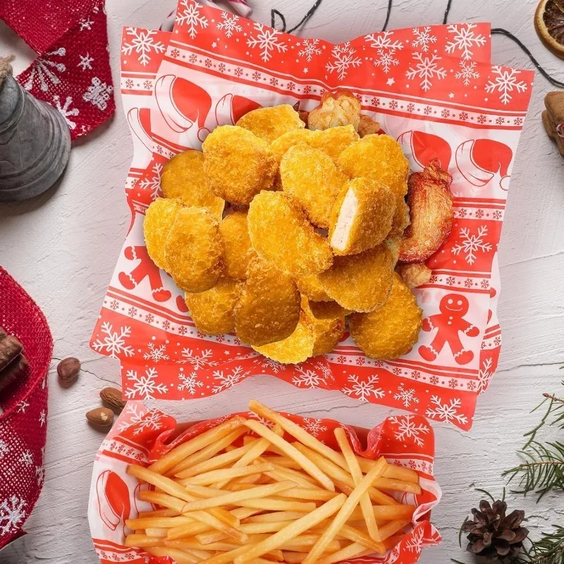 20pcs Christmas-Themed Greaseproof Deli Paper Sheets for Sandwiches, Burgers, Fries, and Snacks – Food-Grade Eco-Friendly Basket Liners for Holiday Parties, Baking, and Festive Food Presentation 5
